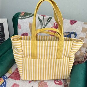 BEIS Yellow and White Striped Tote Bag- NWOT
